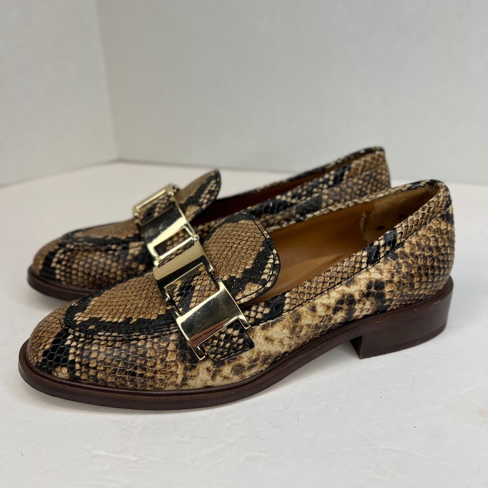 Sarto By Sarto Franco A. Johanna Gold Buckle Animal Print Padded Loafers Sz 6